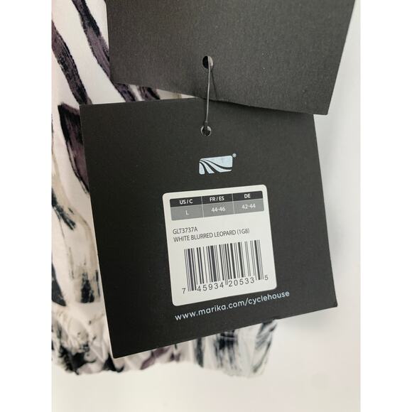 Cycle House By Marika Techno Lite White Blurred Leopard Tank Top Womens Large - Picture 7 of 11